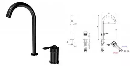 Смеситель для раковины «Remer» Atelier AL57LCFP брашированный чёрный хром Смеситель для раковины «Remer» Atelier AL57LCFP брашированный чёрный хром