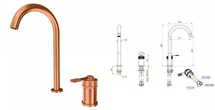 Смеситель для раковины «Remer» Atelier AL57LRP брашированная медь