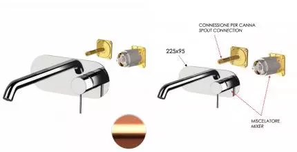 Внешняя часть смесителя «Remer» X-style X15KBRP брашированная медь