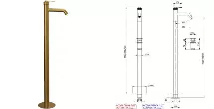 Смеситель для раковины «Remer» Atelier AL18BG с донным клапаном брашированное золото