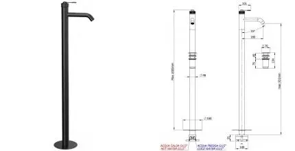 Смеситель для раковины «Remer» Atelier AL18CFP с донным клапаном брашированный чёрный хром Смеситель для раковины «Remer» Atelier AL18CFP с донным клапаном брашированный чёрный хром