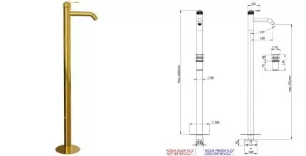 Смеситель для раковины «Remer» Atelier AL18DO с донным клапаном золото