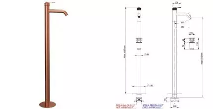 Смеситель для раковины «Remer» Atelier AL18RP с донным клапаном брашированная медь Смеситель для раковины «Remer» Atelier AL18RP с донным клапаном брашированная медь