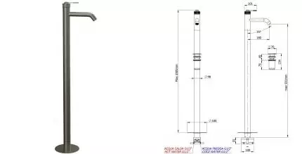 Смеситель для раковины «Remer» Atelier AL18XV с донным клапаном сталь Смеситель для раковины «Remer» Atelier AL18XV с донным клапаном сталь