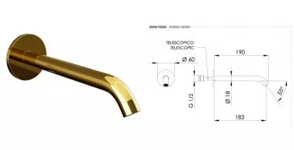 Излив к смесителю «Remer» X-Style 91XLDO 19 золото