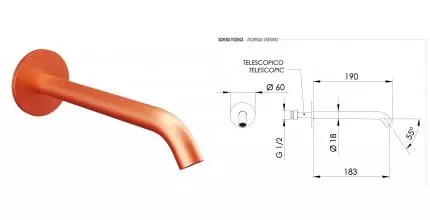 Излив к смесителю «Remer» X-Style 91XLRP 19 брашированная медь