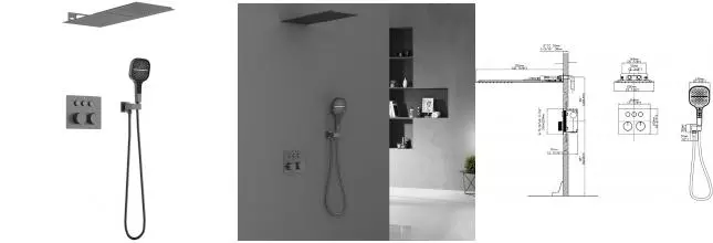 Душевая система «Vincea» VSFW-401TGM с термостатом вороненая сталь Душевая система «Vincea» VSFW-401TGM с термостатом вороненая сталь