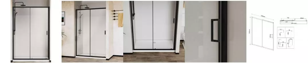 Душевая дверь «Vincea» City VDS-5CT150CLB 150/195 текстурная/чёрная Душевая дверь «Vincea» City VDS-5CT150CLB 150/195 текстурная/чёрная