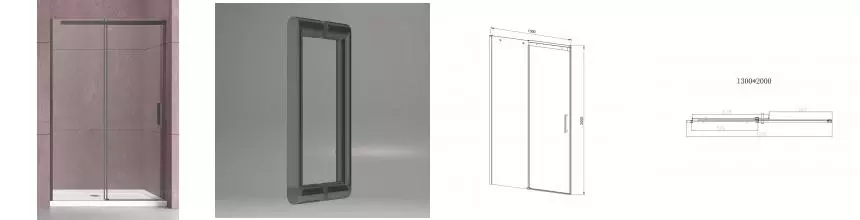 Душевая дверь «Vincea» Dice VDS-4D130CLGM 130/200 прозрачная/вороненая сталь