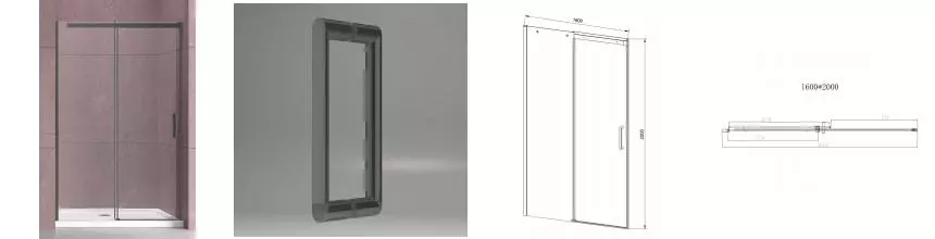 Душевая дверь «Vincea» Dice VDS-4D160CLGM 160/200 прозрачная/вороненая сталь