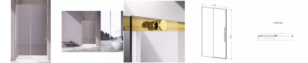 Душевая дверь «Vincea» Slim-N VDS-4SN110CLG 110/195 прозрачная/брашированное золото Душевая дверь «Vincea» Slim-N VDS-4SN110CLG 110/195 прозрачная/брашированное золото