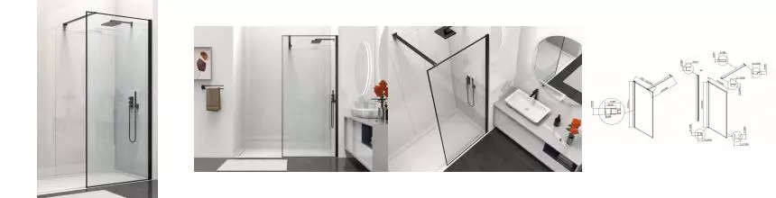 Душевая перегородка «Vincea» Walk-In VSW-1HS100CLB 100/200 прозрачная/чёрная матовая универсальная Душевая перегородка «Vincea» Walk-In VSW-1HS100CLB 100/200 прозрачная/чёрная матовая универсальная