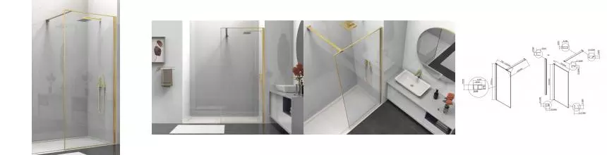 Душевая перегородка «Vincea» Walk-In VSW-1HS100CLG 100/200 прозрачная/брашированное золото универсальная Душевая перегородка «Vincea» Walk-In VSW-1HS100CLG 100/200 прозрачная/брашированное золото универсальная