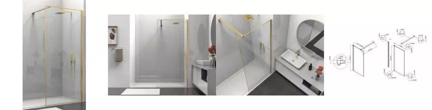 Душевая перегородка «Vincea» Walk-In VSW-1HS800CLG 80/200 прозрачная/брашированное золото универсальная Душевая перегородка «Vincea» Walk-In VSW-1HS800CLG 80/200 прозрачная/брашированное золото универсальная