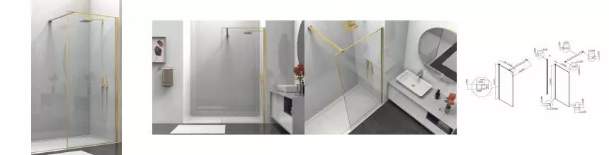 Душевая перегородка «Vincea» Walk-In VSW-1HS900CLG 90/200 прозрачная/брашированное золото универсальная Душевая перегородка «Vincea» Walk-In VSW-1HS900CLG 90/200 прозрачная/брашированное золото универсальная