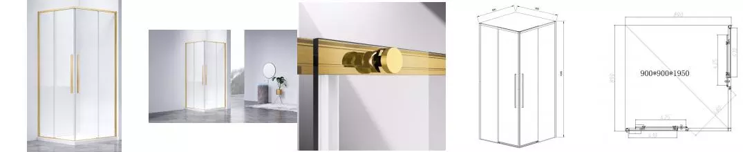 Душевой угол-ограждение «Vincea» Slim-N VSS-4SN900CLG 90/90 прозрачный/брашированное золото квадратный без поддона Душевой угол-ограждение «Vincea» Slim-N VSS-4SN900CLG 90/90 прозрачный/брашированное золото квадратный без поддона