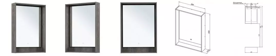 Зеркало «Aquanet» Милан Led 60 с сенсорным выключателем с подсветкой дуб рошелье Зеркало «Aquanet» Милан Led 60 с сенсорным выключателем с подсветкой дуб рошелье