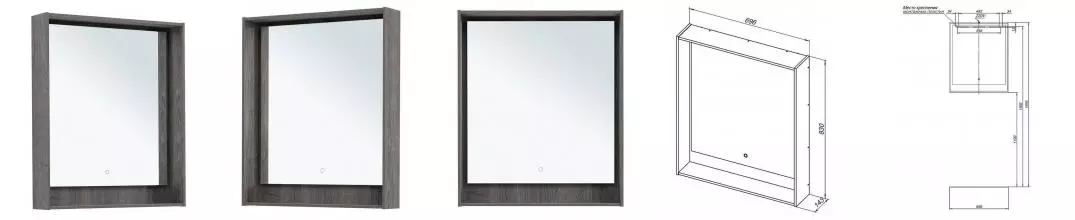 Зеркало «Aquanet» Милан Led 70 с сенсорным выключателем с подсветкой дуб рошелье Зеркало «Aquanet» Милан Led 70 с сенсорным выключателем с подсветкой дуб рошелье