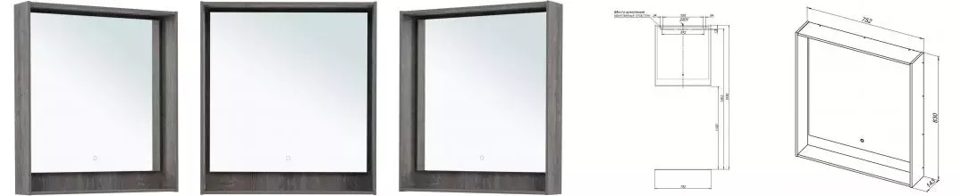 Зеркало «Aquanet» Милан Led 80 с сенсорным выключателем с подсветкой дуб рошелье Зеркало «Aquanet» Милан Led 80 с сенсорным выключателем с подсветкой дуб рошелье