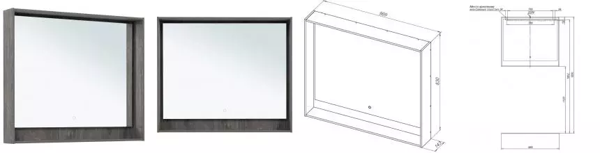 Зеркало «Aquanet» Милан Led 100 с сенсорным выключателем с подсветкой дуб рошелье Зеркало «Aquanet» Милан Led 100 с сенсорным выключателем с подсветкой дуб рошелье