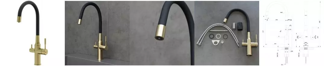 Смеситель для кухни с подключением к фильтру «Lemark» Expert LM5083LGN-Black светлое золото/чёрный Смеситель для кухни с подключением к фильтру «Lemark» Expert LM5083LGN-Black светлое золото/чёрный
