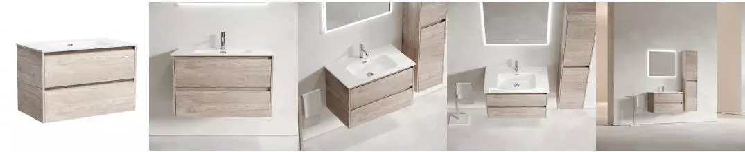 Тумба с раковиной «Sancos» Libra 90 (Element 91/46) подвесная дуб галифакс натуральный