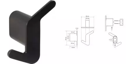 Двойной крючок «Bemeta» Organic Black 167106200 на стену чёрный матовый