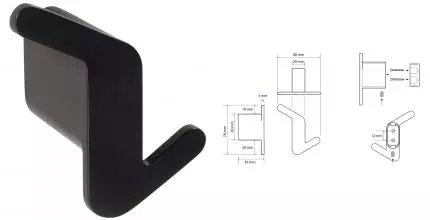 Двойной крючок «Bemeta» Organic Black 167106200L на стену чёрный матовый