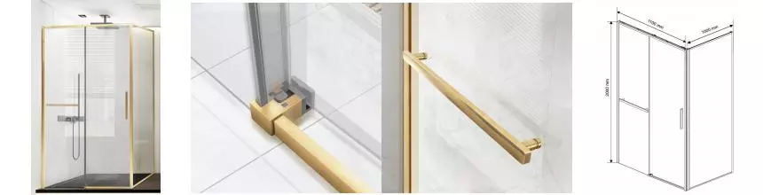 Душевой угол-ограждение «Vincea» Slim Soft VSR-1SS1011CLG 110/100 прозрачный/брашированное золото прямоугольный без поддона универсальный