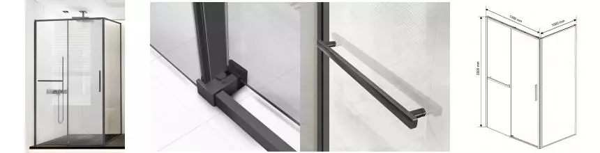 Душевой угол-ограждение «Vincea» Slim Soft VSR-1SS1013CLGM 130/100 прозрачный/вороненая сталь прямоугольный без поддона универсальный