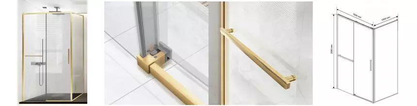 Душевой угол-ограждение «Vincea» Slim Soft VSR-1SS1015CLG 150/100 прозрачный/брашированное золото прямоугольный без поддона универсальный