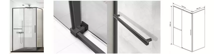 Душевой угол-ограждение «Vincea» Slim Soft VSR-1SS8014CLGM 140/80 прозрачный/вороненая сталь прямоугольный без поддона универсальный