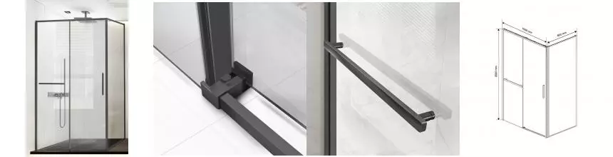 Душевой угол-ограждение «Vincea» Slim Soft VSR-1SS8015CLGM 150/80 прозрачный/вороненая сталь прямоугольный без поддона универсальный