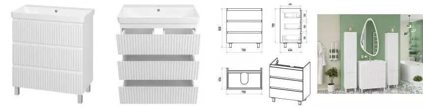 Тумба с раковиной «Brevita» Victory 80 (Luxury 80) белая