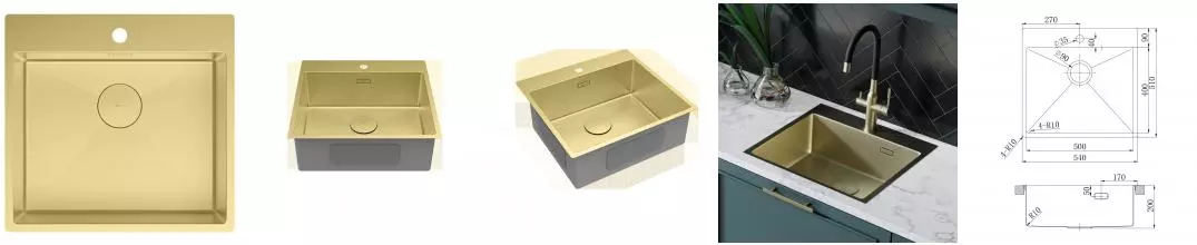 Мойка для кухни «Lemark» Janga 540 54/51 нержавеющая сталь светлое золото Мойка для кухни «Lemark» Janga 540 54/51 нержавеющая сталь светлое золото
