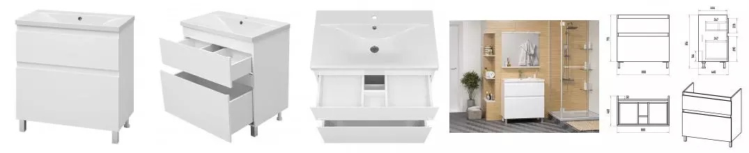 Тумба с раковиной «Misty» Лаки 80 (Abby 80) белая