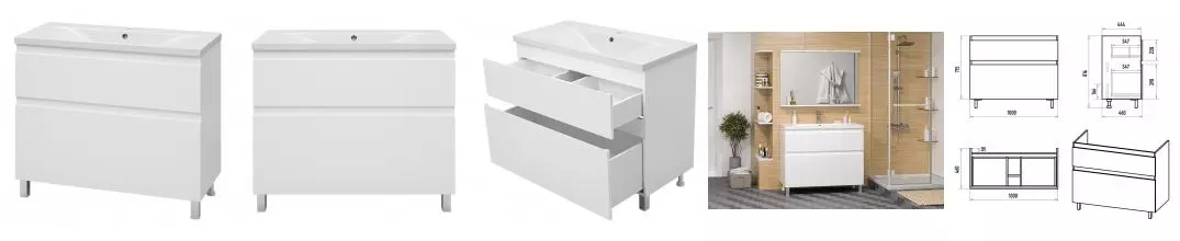 Тумба с раковиной «Misty» Лаки 100 (Abby 100) белая