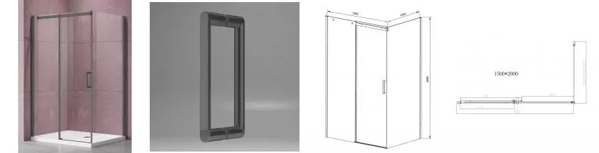 Душевой угол-ограждение «Vincea» Dice VSR-4D1015CLGM 150/100 прозрачный/вороненая сталь прямоугольный без поддона универсальный