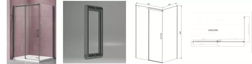 Душевой угол-ограждение «Vincea» Dice VSR-4D8016CLGM 160/80 прозрачный/вороненая сталь прямоугольный без поддона универсальный