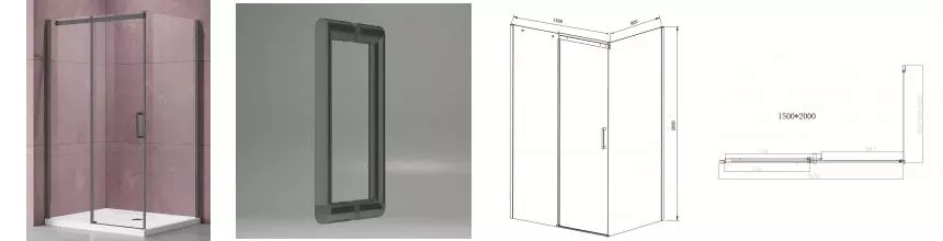 Душевой угол-ограждение «Vincea» Dice VSR-4D9015CLGM 150/90 прозрачный/вороненая сталь прямоугольный без поддона универсальный