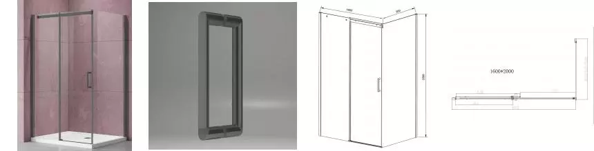 Душевой угол-ограждение «Vincea» Dice VSR-4D9016CLGM 160/90 прозрачный/вороненая сталь прямоугольный без поддона универсальный