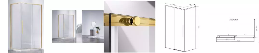 Душевой угол-ограждение «Vincea» Slim-N VSR-4SN8014CLG 140/80 прозрачный/брашированное золото прямоугольный без поддона универсальный