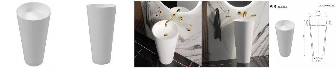 Раковина «Whitecross» Air 40/40 искусственный камень белая матовая Раковина «Whitecross» Air 40/40 искусственный камень белая матовая