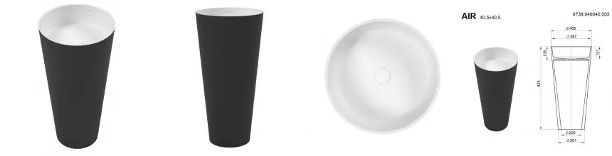 Раковина «Whitecross» Air 40/40 искусственный камень чёрная/белая матовая