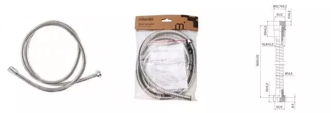 Душевой шланг «Milardo» 130S160M19 160 см матовый хром