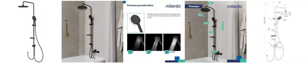 Душевая стойка «Milardo» Ideal Spa ILSBL3FM76 чёрная матовая Душевая стойка «Milardo» Ideal Spa ILSBL3FM76 чёрная матовая