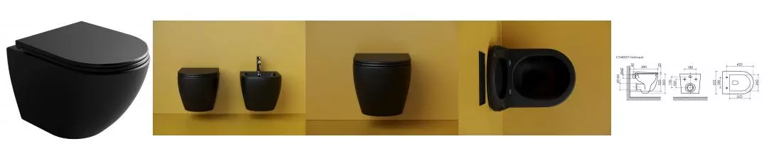 Подвесной унитаз безободковый «Ceramica Nova» Metropol CN4002TMB чёрный матовый с сиденьем дюропласт с микролифтом чёрное Подвесной унитаз безободковый «Ceramica Nova» Metropol CN4002TMB чёрный матовый с сиденьем дюропласт с микролифтом чёрное