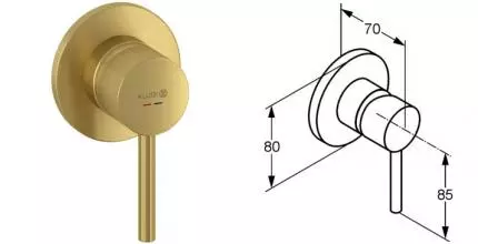 Внешняя часть смесителя «Kludi» Bozz 38925N076 брашированное золото