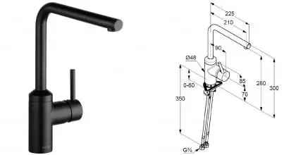 Смеситель для кухонной мойки «Kludi» L-ine 428143977 чёрный матовый