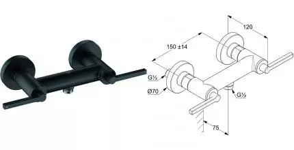Смеситель для душа «Kludi» Nova Fonte 207103915 чёрный матовый Смеситель для душа «Kludi» Nova Fonte 207103915 чёрный матовый